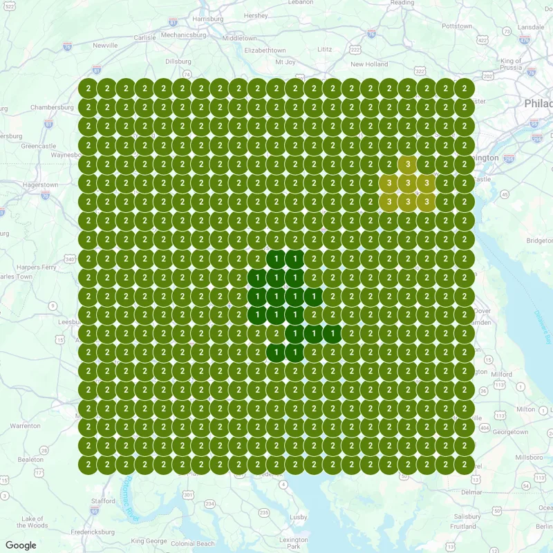 Vita Nova Ketamine & Wellness map grid: Google Maps searches for ketamine infusion in Baltimore · 441 spots across 50 miles · May 23, 2026